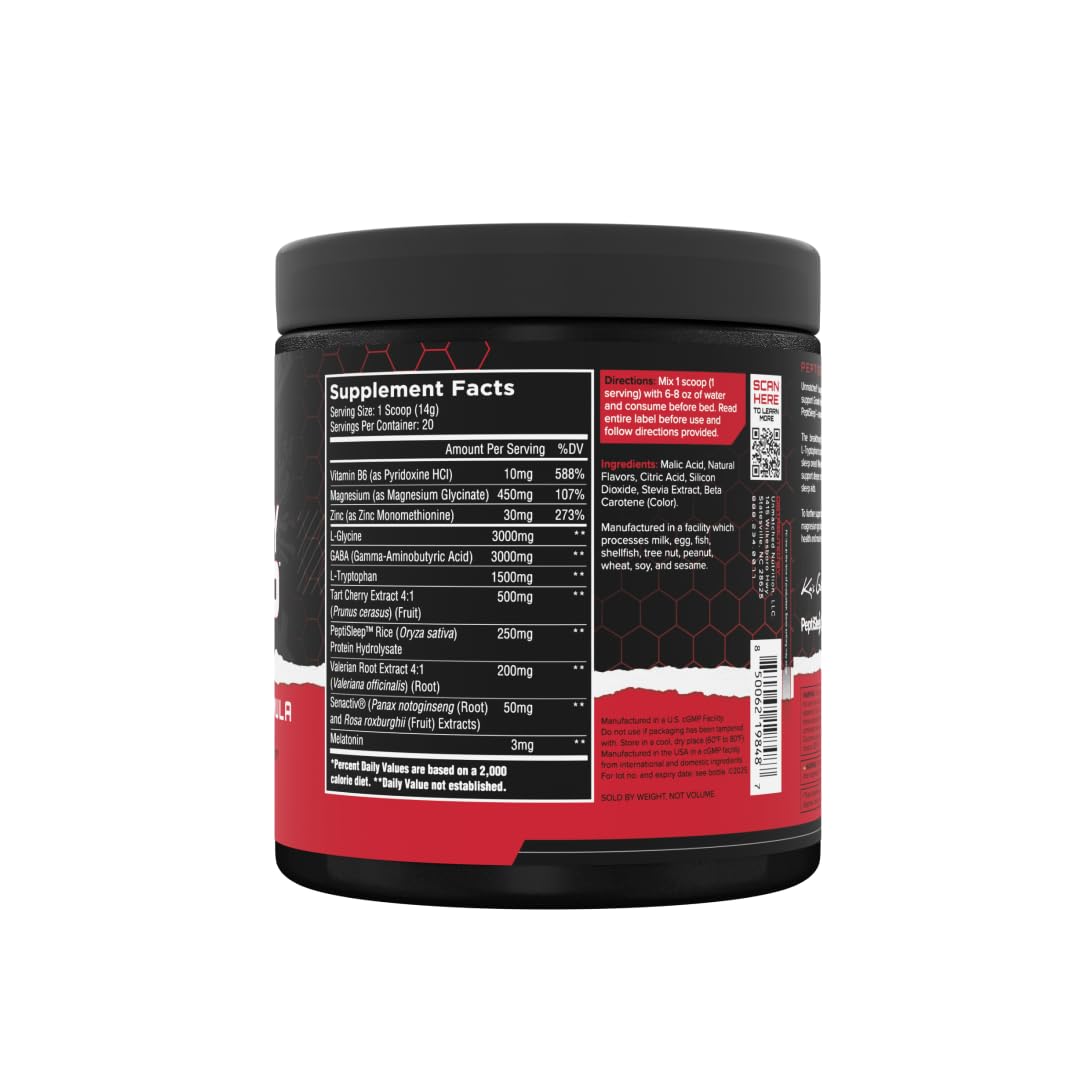 Unmatched Longevity Sleep | PeptiSleep Sleep & Recovery Formula with Melatonin, Magnesium & Senactiv | Advanced Nighttime Support Powder 9.88 Ounce