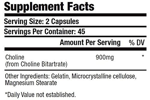 KRK Supplements Choline Bitartrate 900mg Per Serving 270 Capsules