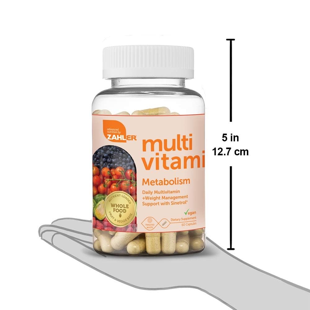 Zahler Multivitamin Metabolism + Weight Management Support for Women and Men with Iron, Certified Kosher, 60 Capsules