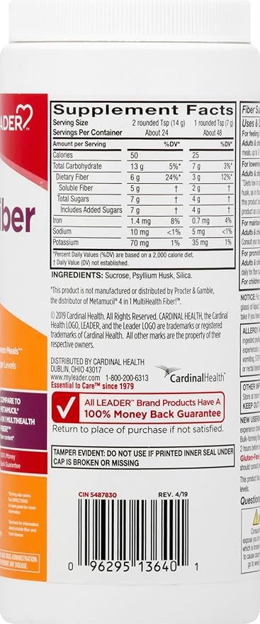 Leader Psyllium Husk Powder Supplement, 40.6 oz