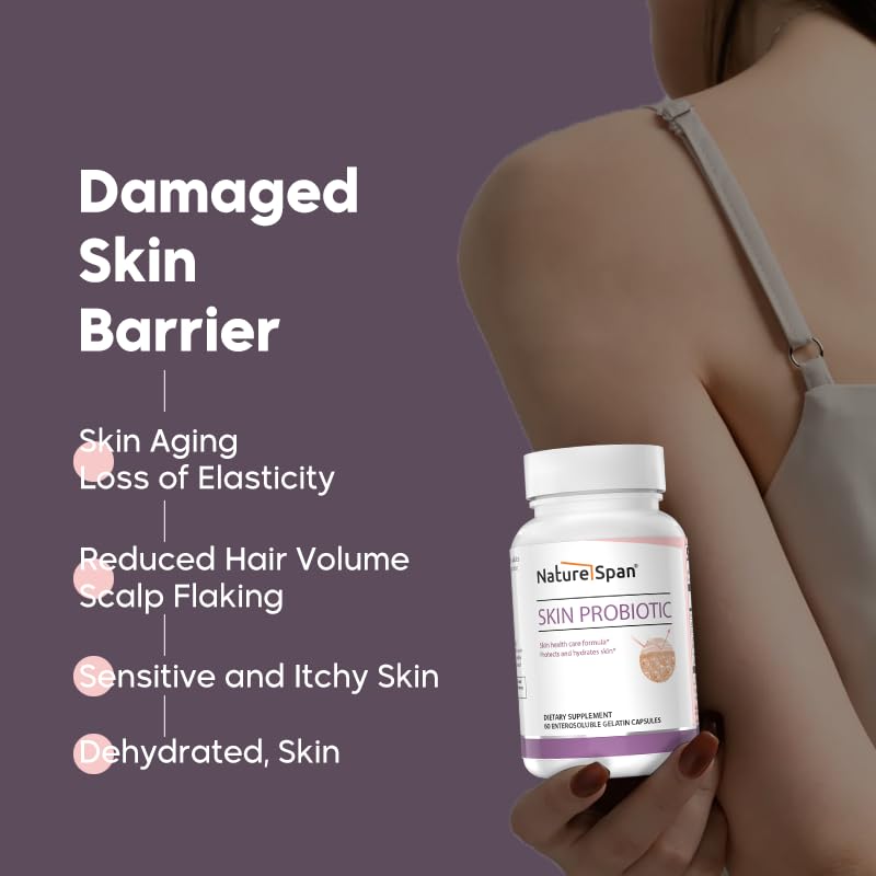 NATURESPAN Skin Probiotic 30 Billion Cultures (3 Strains) with Carotene, Astaxanthin & Lycopene Capsules, 60 Capsules