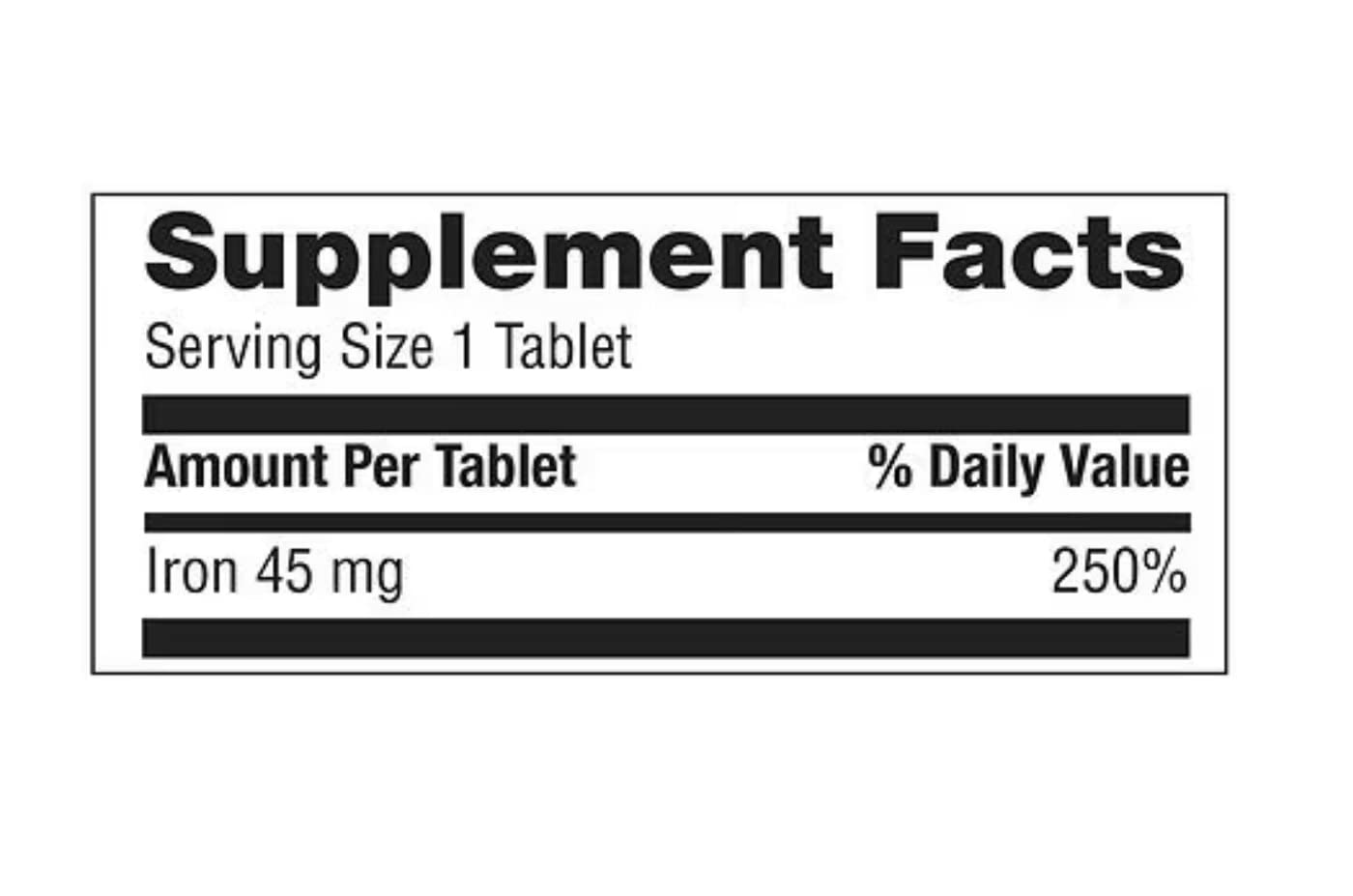 Outccogo Iron Slow Release High Potency Ferrous Sulfate 45mg, Tablets, 60 Tablets