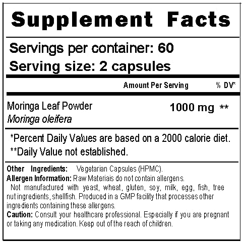 Essenzefruits Moringa Capsules 120 Count