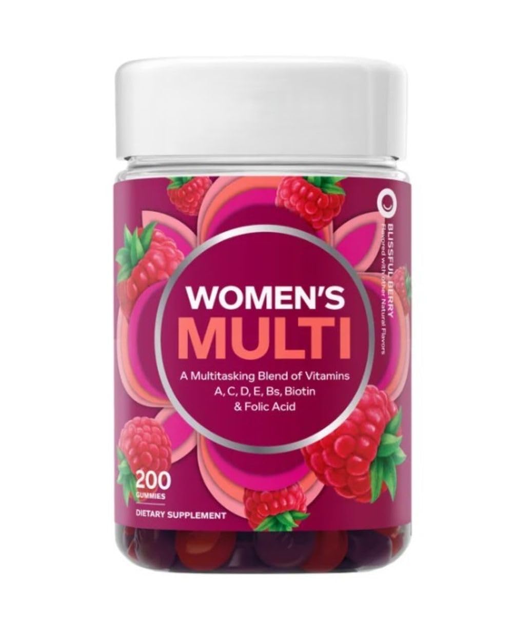 Generic Multivitamin Gummies for Women’s Daily – Complete Blend of Vitamins A, C, D, E, B-Complex, Folic Acid & Biotin – Berry Flavor – 200 Gummies