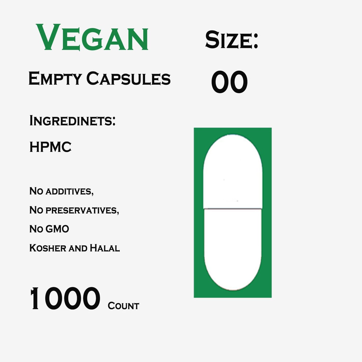 Generic Size 00 Empty Capsules - Separated Clear Vegan Capsules for Vegetarian Capsule Filling DIY, 1000 Capsules