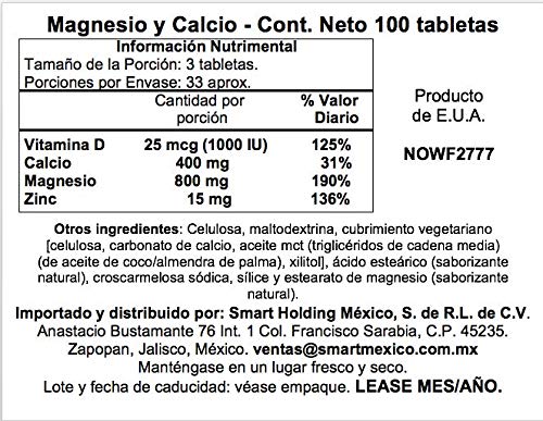 NOW Foods Magnesium & Calcium 2:1 Ratio Tablets, 100 Tablets
