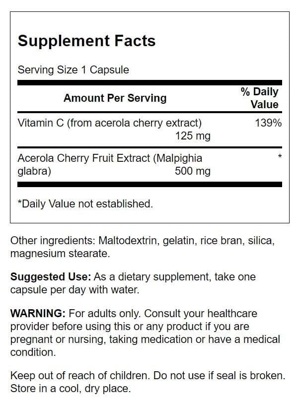 Swanson Acerola 500 mg Capsules 60