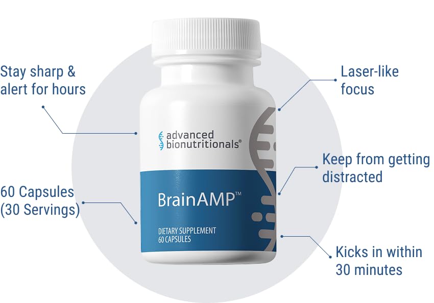 Advanced Bionutritionals BrainAMP Nootropic Energy for Focus, Memory & Clarity 60 Capsules