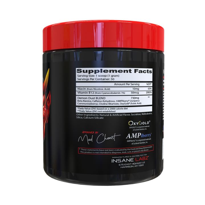 Insane Labz Demon Dust Energy Support and Pre Workout Powder 1.8 oz