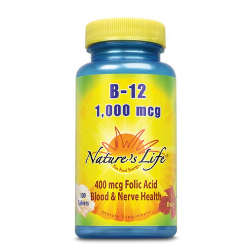 Nature's Life Vitamin B-12, 1,000 mcg Tablets, 100 Count