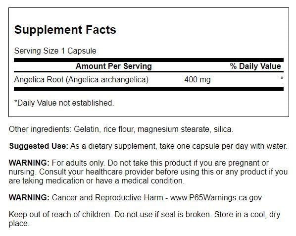 Swanson Full Spectrum Angelica Root 400 Milligrams Capsules 60 Count