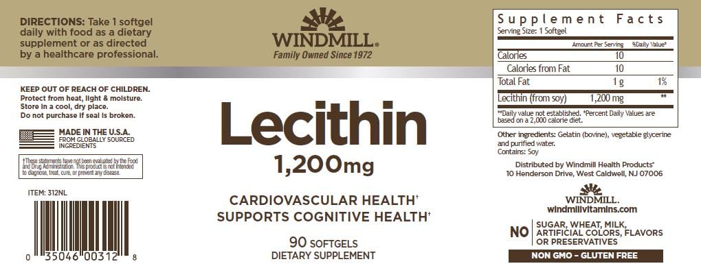 Windmill Lecithin Softgels, 90 Softgels