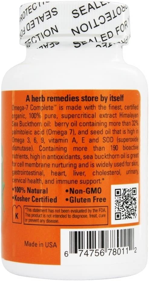 SEABUCKWONDERS Omega7 Complete Sea Buckthorn Berry Plus Seed Oil Capsules 60