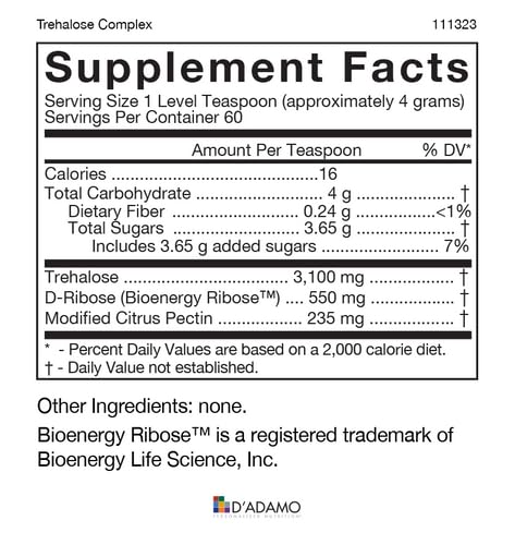 D'Adamo Personalized Nutrition Genoma Nutritionals Trehalose Complex Powder 8.47 oz