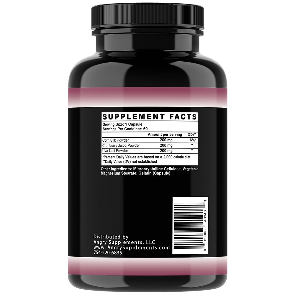 Angry Supplements Urinary Care for Women – UTI & Urinary Tract Health Support – Cranberry, Corn Silk & Uva Ursi – Bladder Cleanse Complex 60 Capsules