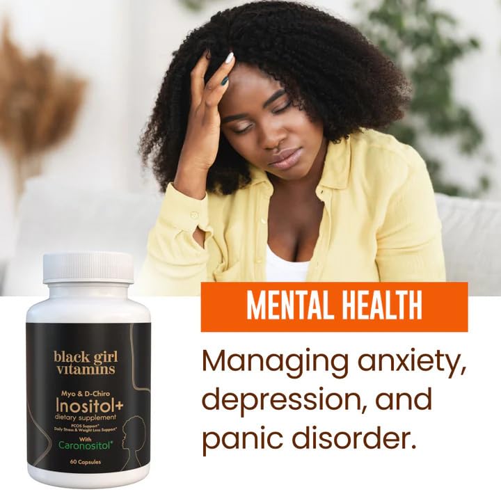 Black Girl Vitamins Inositol Supplement 2000mg Myo + 50mg D-Chiro, Vegan Capsules, 60 Count