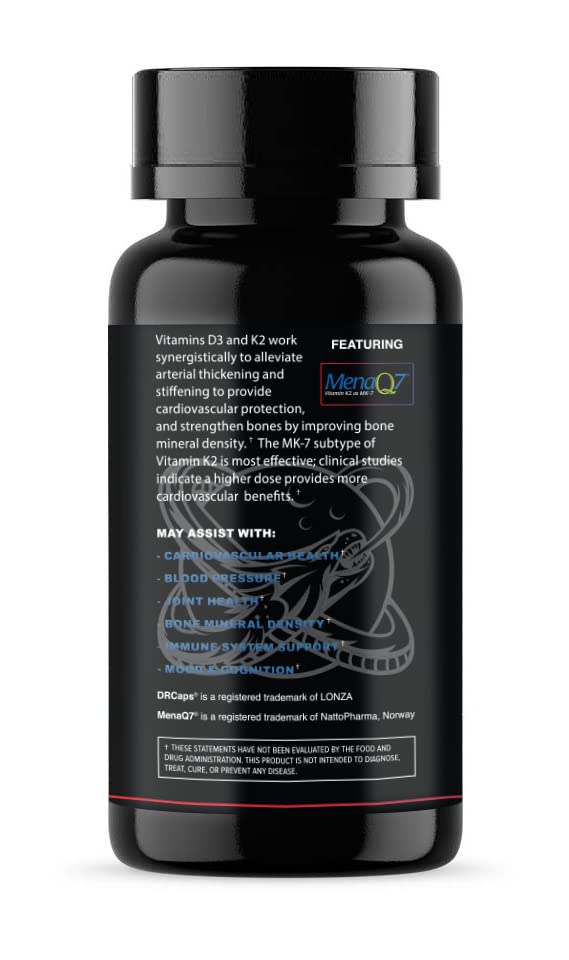 Leviathan Nutrition Vitamin D3 K2 2 in 1 Formula Capsule, 30 Count