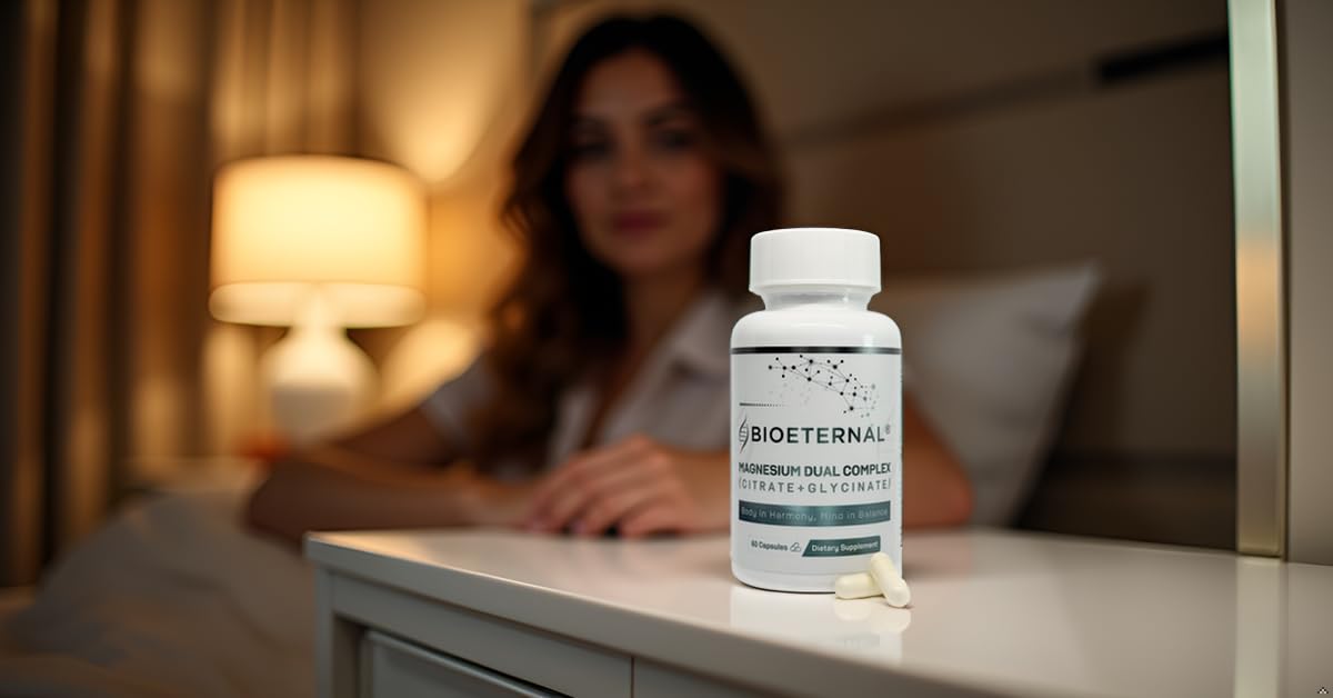 BIOETERNAL Magnesium Dual Complex Citrate + Glycinate Formula, 60 Capsules