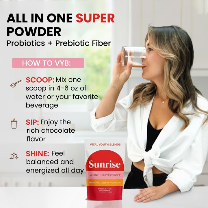 VYB All-in-One Super Powder with Vitamins, Superfoods, Probiotics, Functional Mushrooms, & DIM - 11.04 oz