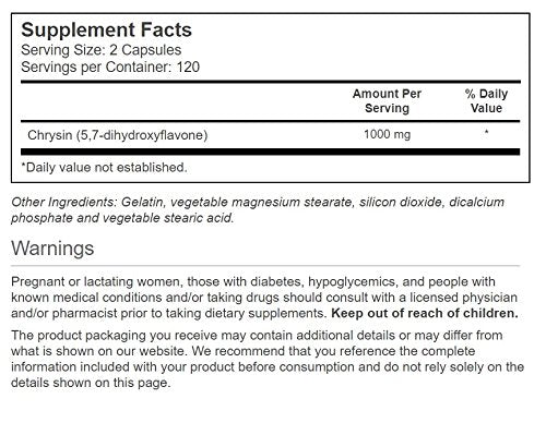 Vitacost Brand Chrysin 5,7-Dihydroxyflavone 1000 mg per serving, Capsule, 240 Capsules