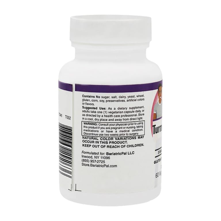 BariatricPal Turmeric Extract Capsules with Curcumin C3 Complex 500mg (60 Count)