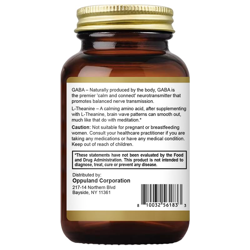oppuland GABA & L-Theanine - Promotes Relaxation | Nervous System Support | Mood Support, 60 Capsules