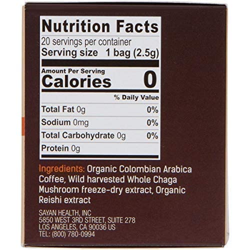Sayan Mushroom Instant Coffee Blend Powder, 20 Packets