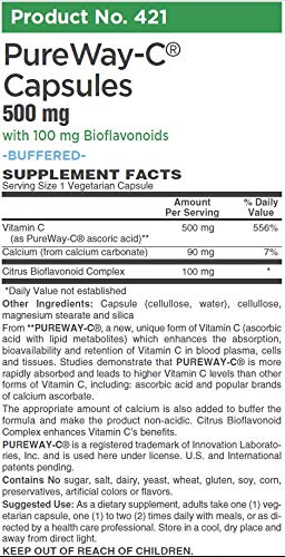 AlchePharma Pureway-C 500 Mg with Bioflavonoids, 120 Capsules