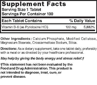 Nature's Blend Vitamin B-6 Powder 100