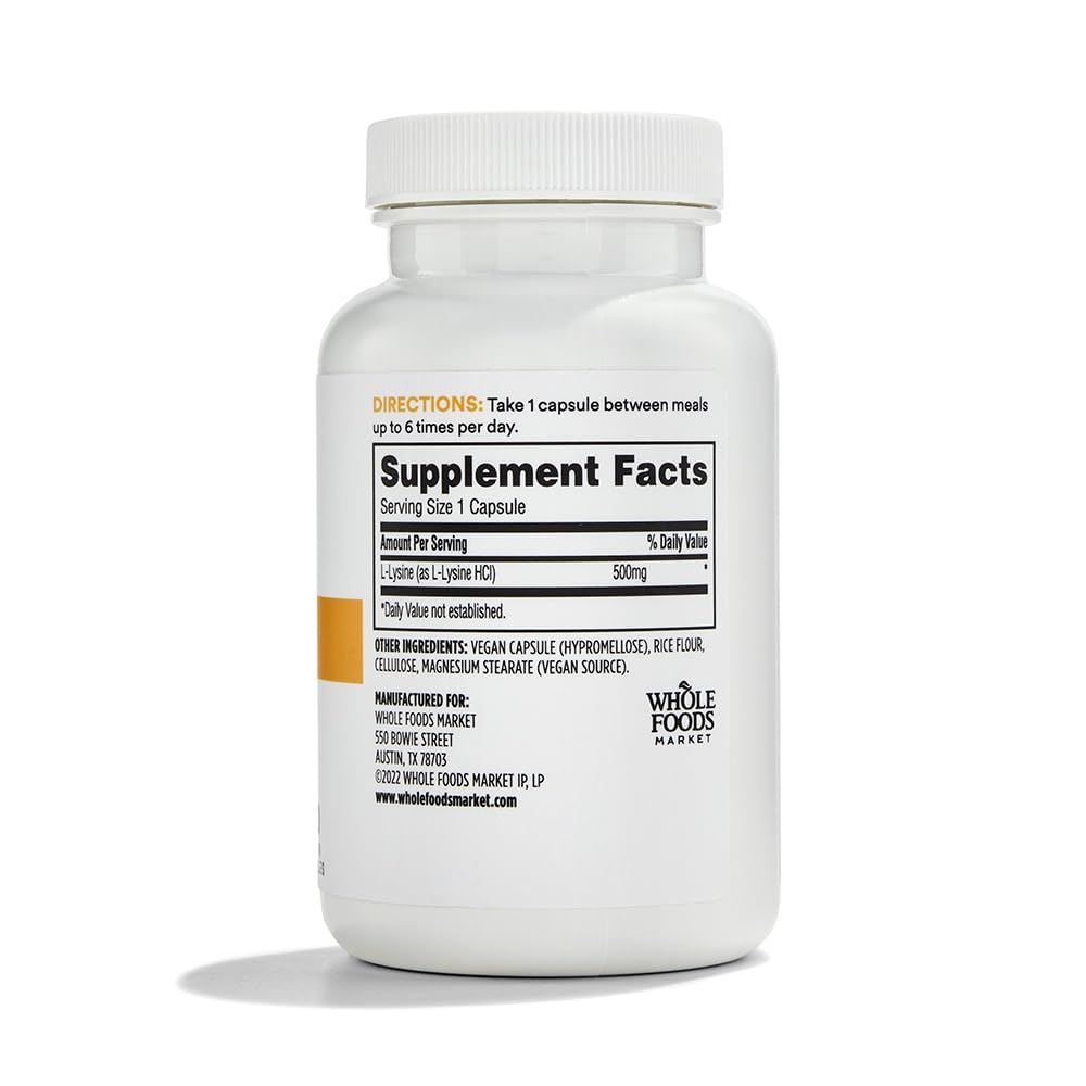 365 by Whole Foods Market L Lysine 500 Mg Vegetable Capsules, 200 Capsules