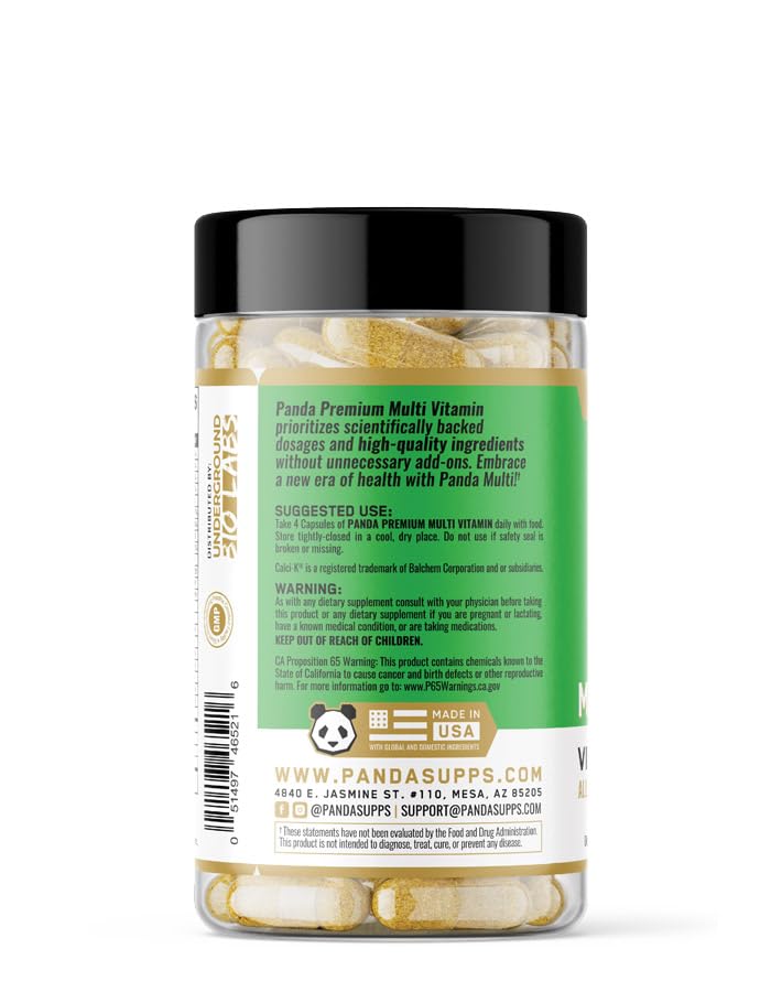 Underground Bio Labs Panda Supplements Premium Multi Vitamin All in One Optimal Health Formula 120 Capsules