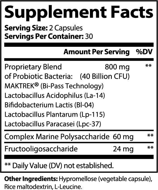 USA CALI Probiotic 40 Billion with Prebiotics Capsules 60 Count