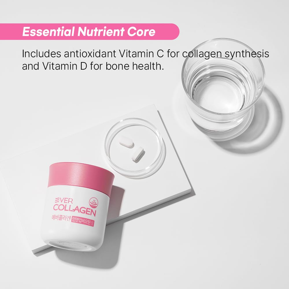 EVER COLLAGEN TIME Ever Collagen in&UP Biotin Cell Low Molecular Marine Fish Collagen Peptides with Vitamin Selenium, 56 Tablets