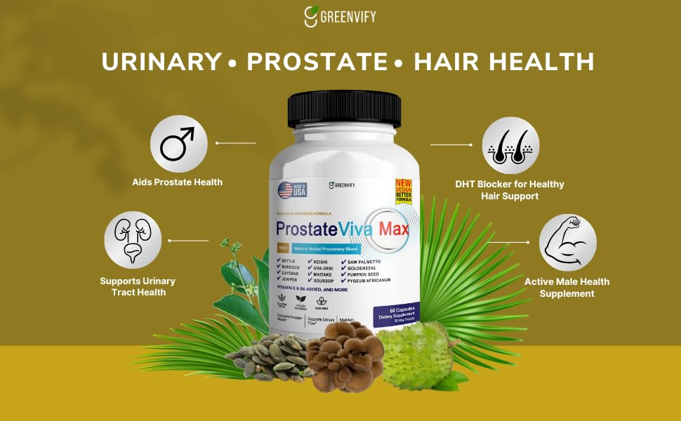 GREENVIFY ProstateViva MaxProstate Supplements for Men Capsules, 420 Count