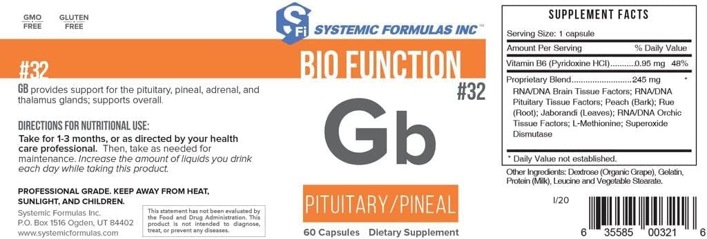 Systemic Formulas #32 Bio Function Gb Pituitary/Pineal 60 Capsules