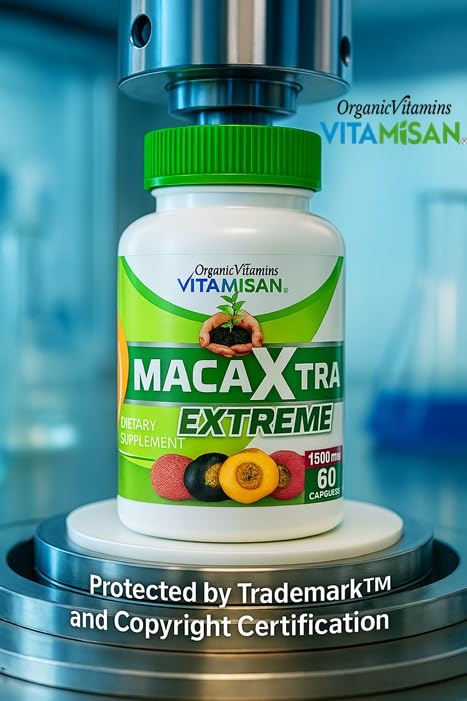 VITAMISAN Maca Xtra Extreme 1500 mg – Maca Root + Aguaje Extract 1500 mg Capsules, 60 Count