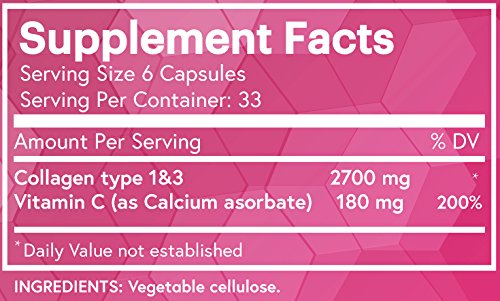 Na'trition Collagen Plus Vitamin C Capsules - Skin, Bone, Hair, Joint, Nail Support Formula, 200 Capsules