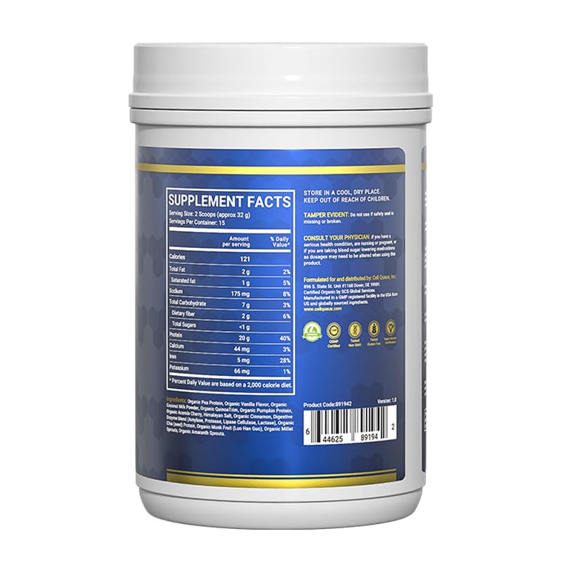 Cellqueue Organic Vegan Protein Powder, 5-Pack