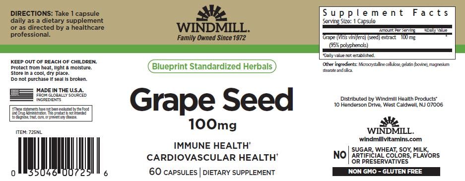 Windmill Grape Seed Extract 100 Mg Capsules, 60 Count