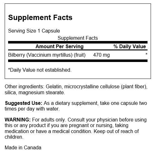 Swanson Bilberry Fruit 470 mg Capsules 100 Count