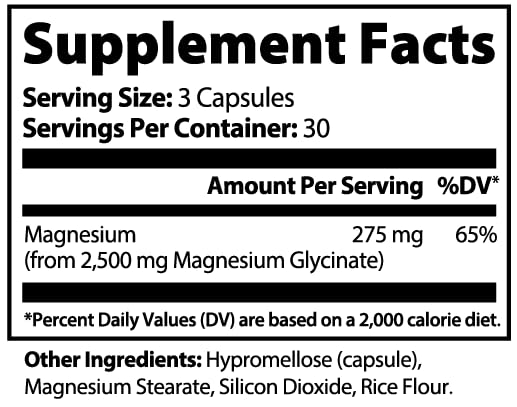ZMZM LABS Magnesium Glycinate Capsules, 60 Count