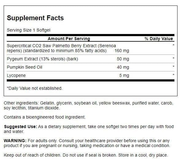 Swanson Saw Palmetto Combo Softgels 60 Count