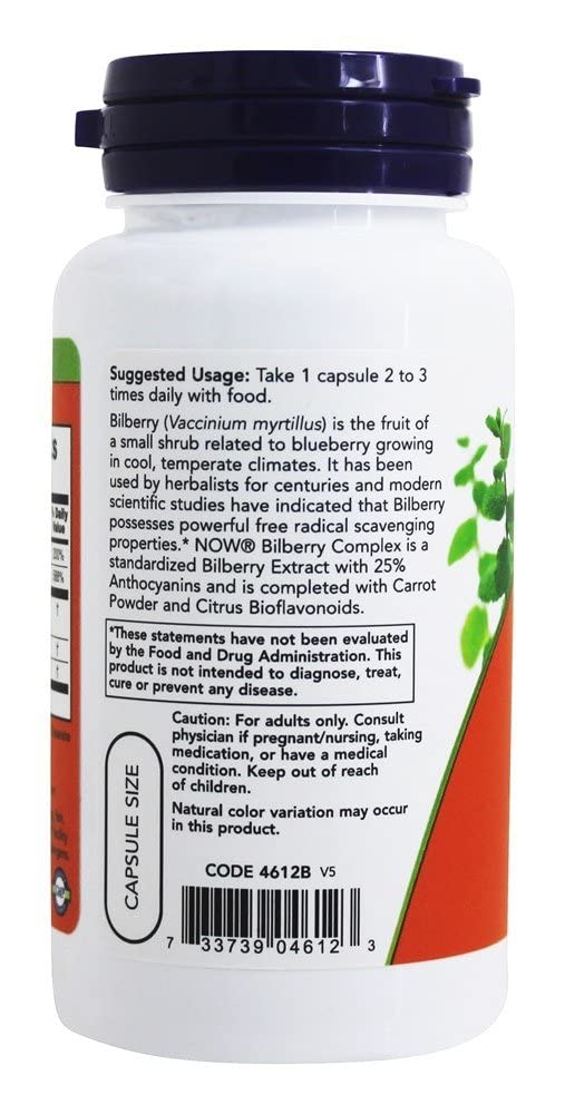 NOW Foods Bilberry Comp 80Mg Capsule, 1 Capsule