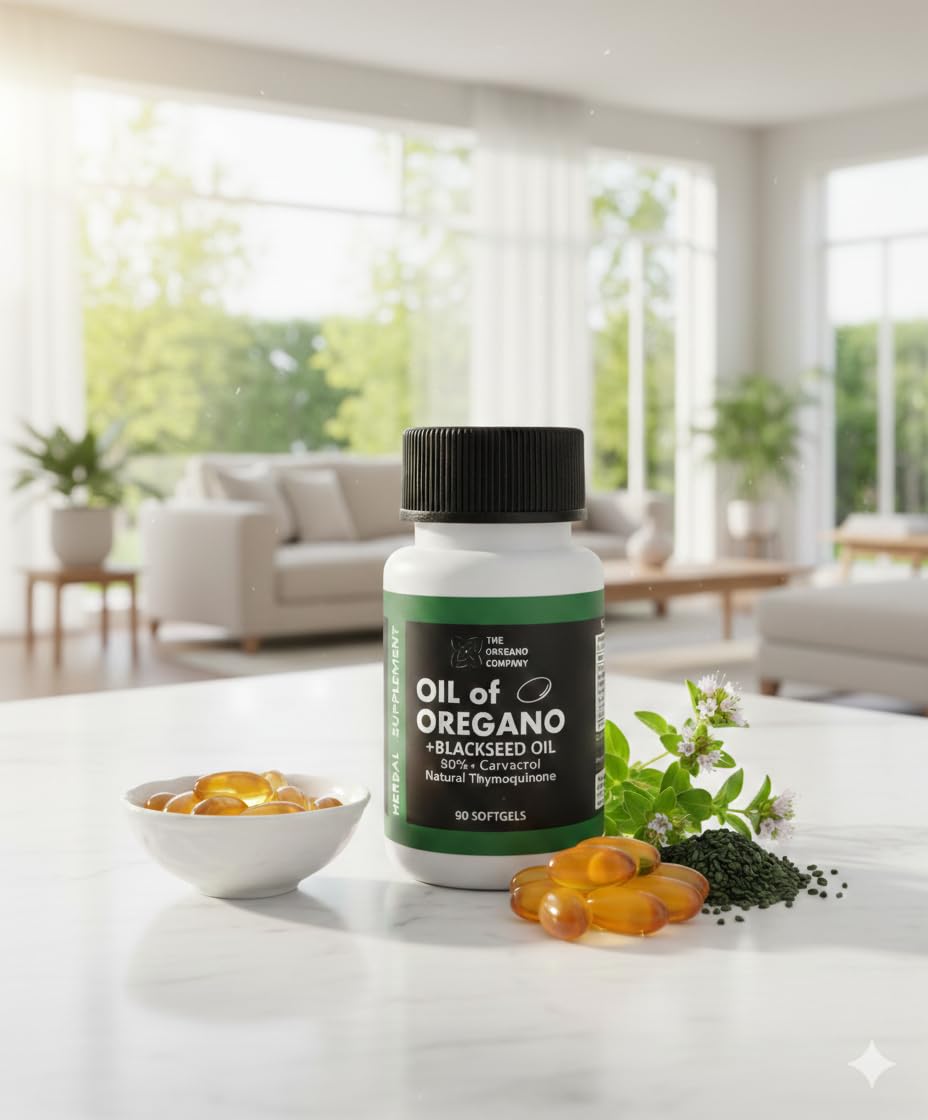 THE OREGANO COMPANY Wild Oil of Oregano with Black Seed Oil Softgels, 90 Count