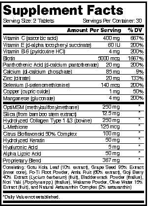 MediNiche Dermavite Hair, Skin and Nails Vitamins 60 Tablets