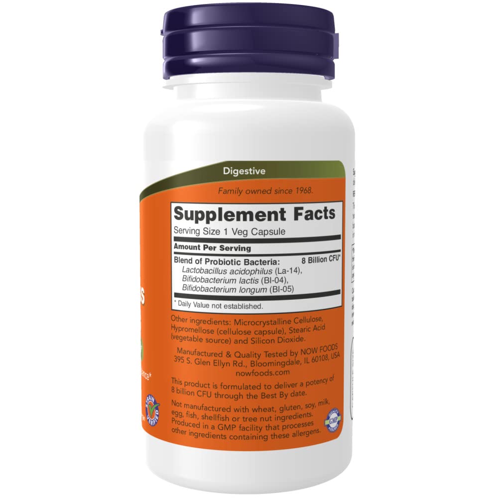 NOW Foods 8 Billion Acidophilus & Bifidus Capsules, 120 Count