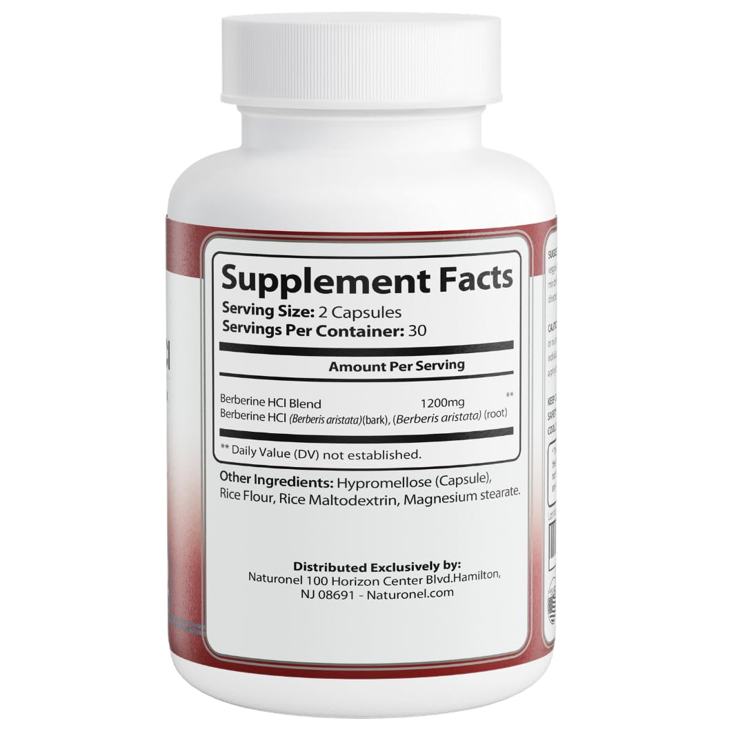Naturonel Berberine HCl 1200mg Capsule, 60 Count