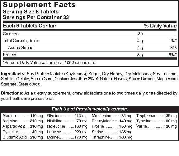 Nature's Blend Protein Tablets Honey Flavor Chewable, 200 Tablets