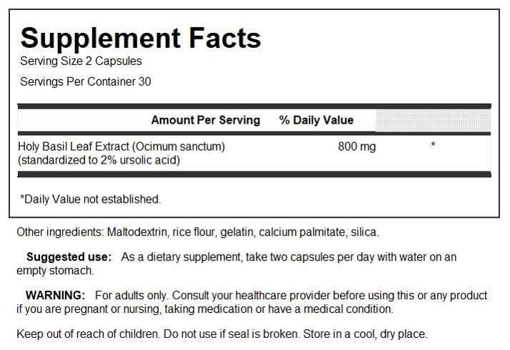 Swanson Holy Basil Extract (Tulsi) 400 Milligrams, 60 Capsules