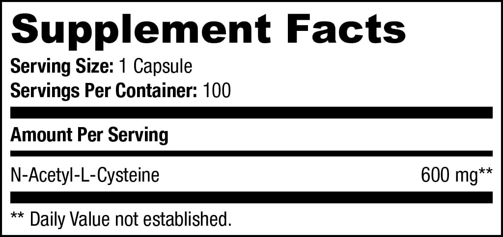 SAN N-Acetyl-L-Cysteine (NAC) 600 mg Capsule, 100 Capsules